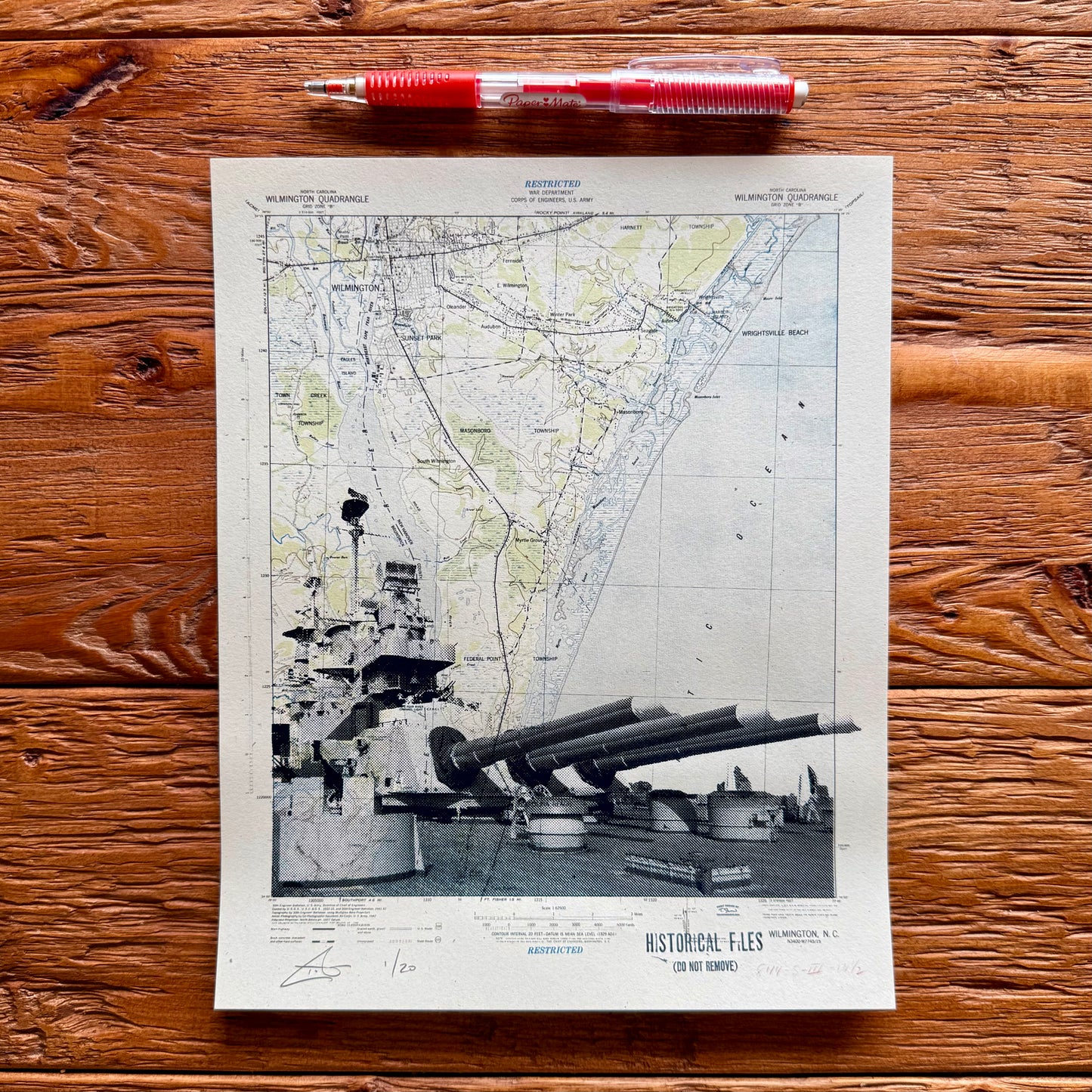 Mini Print: NC | USS North Carolina Battleship | Wilmington, North Carolina | 8" x 10" Silkscreen