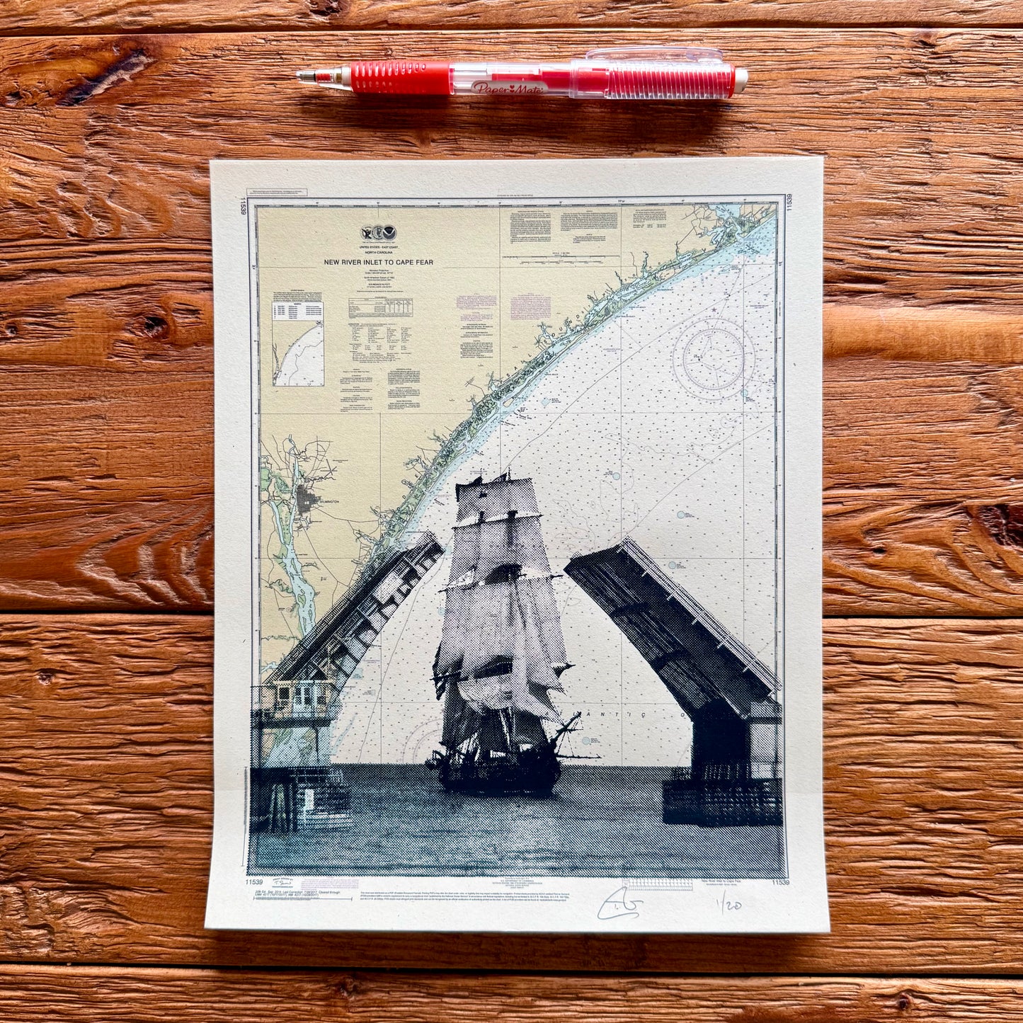 Mini Print: NC | Wrightsville Drawbridge | Wrightsville Beach, North Carolina | 8" x 10" Silkscreen