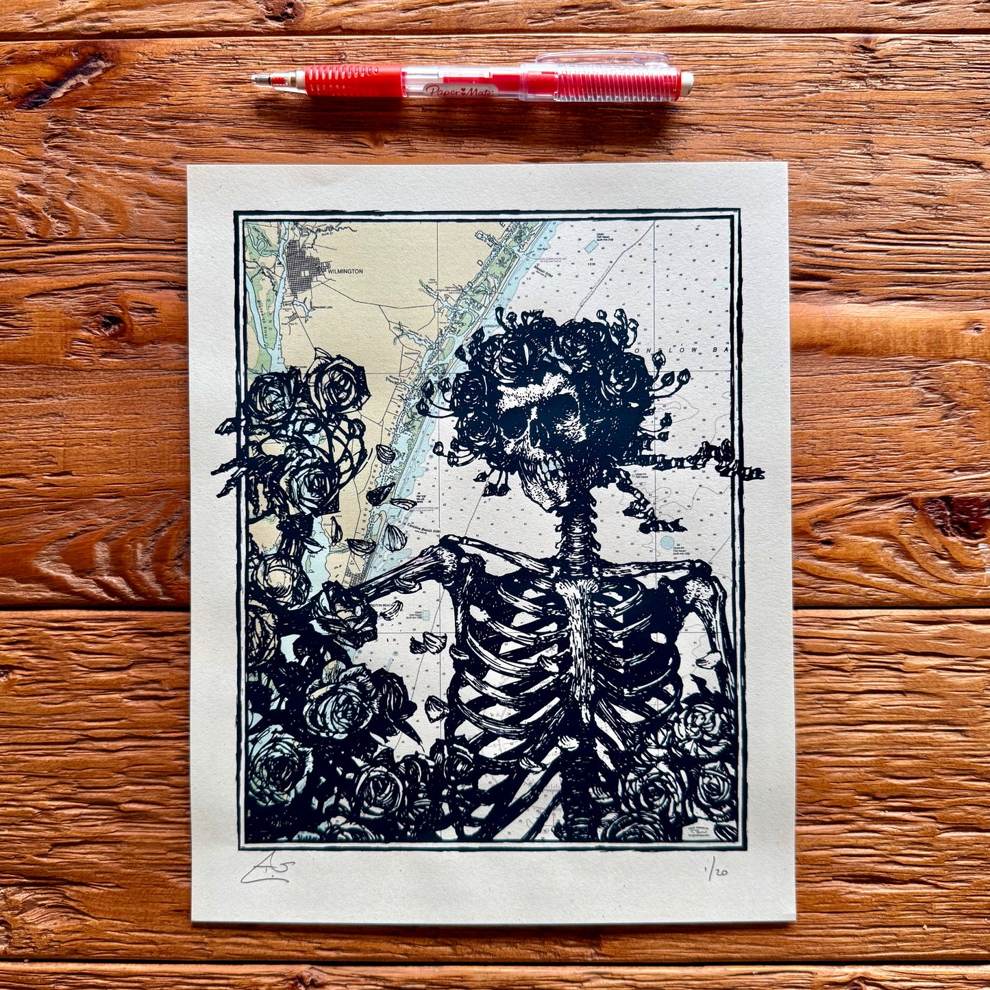 Mini Print: NC | "Cape Fear Roses" | 8" x 10" Silkscreen