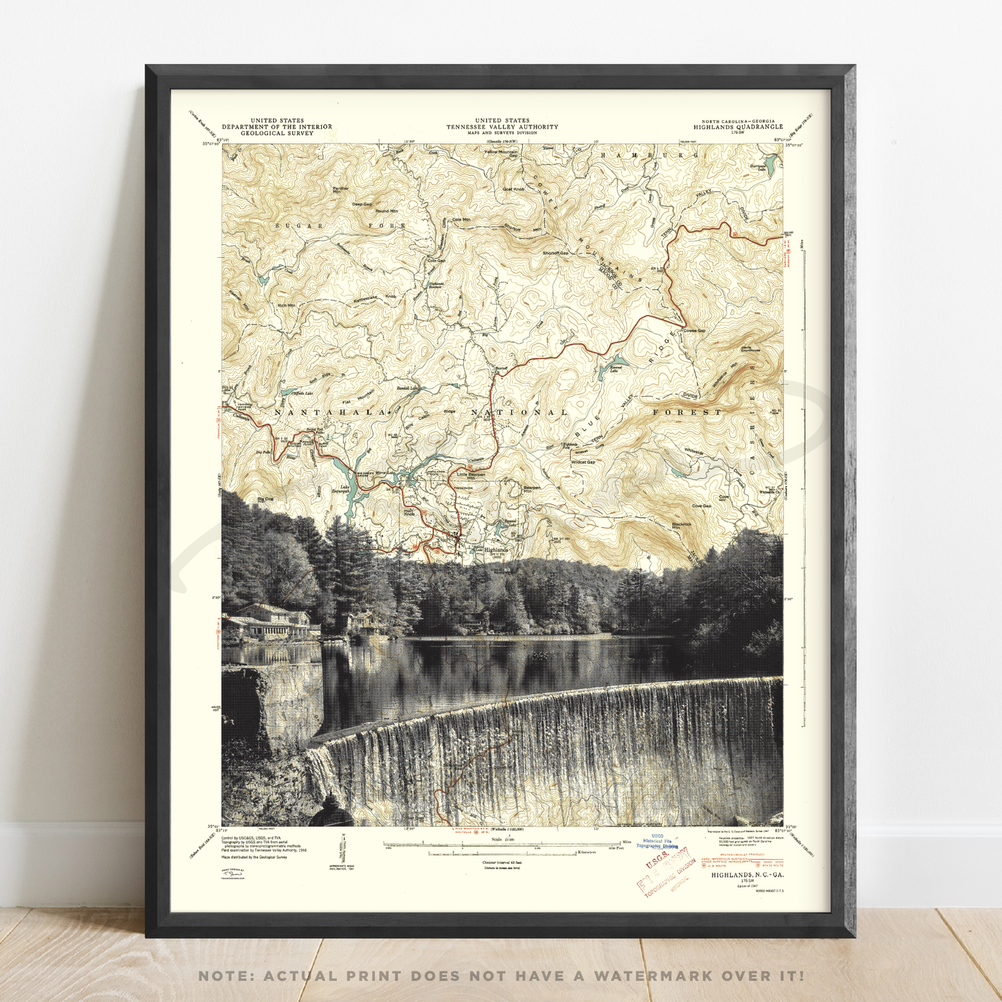 NC | Lake Sequoyah Dam Waterfall | Kalakaleskies Falls | Highlands, North Carolina | Inkjet Print