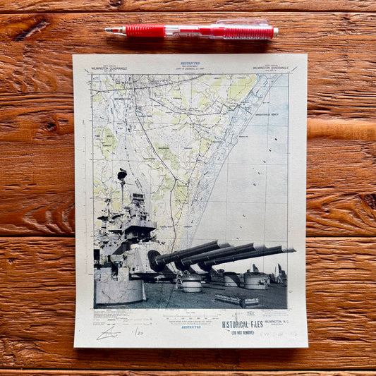 Mini Print: NC | USS North Carolina Battleship | Wilmington, North Carolina |  8" x 10" Silkscreen