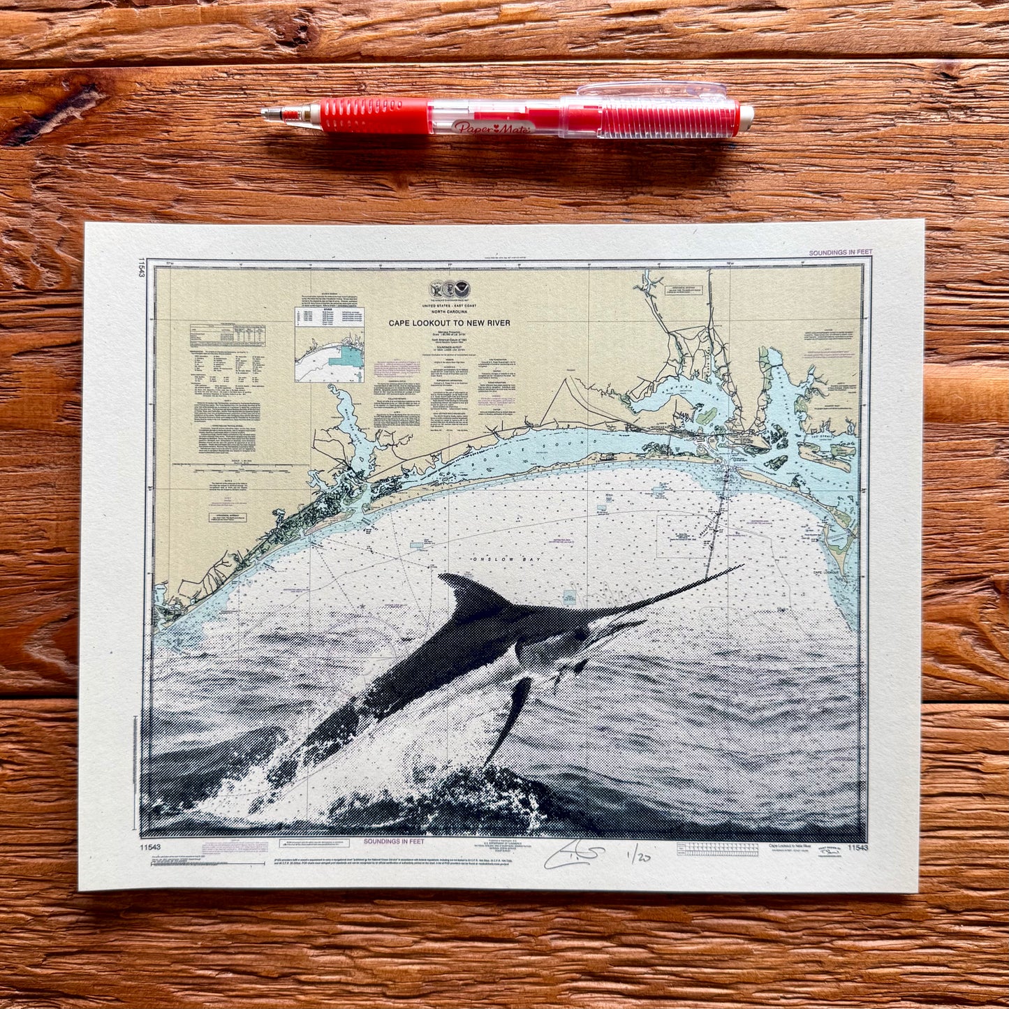 Mini Print: NC | Big Rock Contender | Morehead City, North Carolina |  8" x 10" Silkscreen