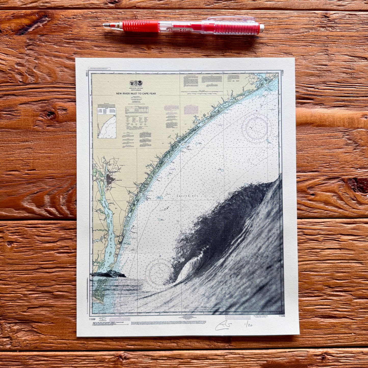 Mini Print: NC | Cape Fear Barrel | Masonboro Island, North Carolina |  8" x 10" Silkscreen